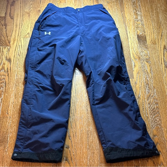 Under Armour Snow Pants Mens Large Navy Blue Mesh Lined Ski Snowboard VYOU204 - Picture 1 of 16